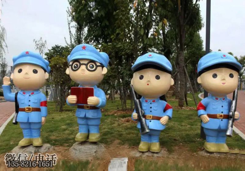 戶(hù)外玻璃鋼卡通小八路軍雕塑 戶(hù)外玻璃鋼卡通小八路軍雕塑